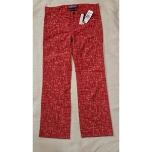 NEW VINEYARD VINES GIRLS CORDUROY HARVEST PANT WITH ANCHOR DESIGN RUBY RED SZ 12